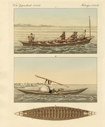 Grønlendernes båter (farget gravering)