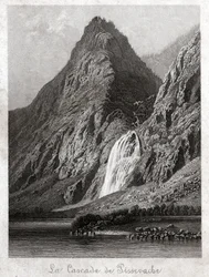 Cascade de Pissevache. (gravering, ca 1830)