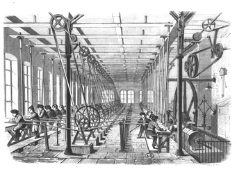 Barnearbeidere i papirfabrikken i Aschaffenburg, Tyskland, 1858