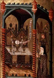 Kristus viser seg for St. Clare (tempera og gull på eikepanel)