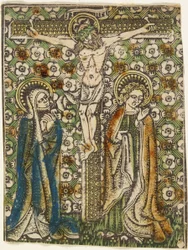 Kristus på korset med Maria og Johannes, ca. 1460 (metallkuttet)