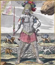 Colossal King Astride His Empire, ca. 1750 (gravering)