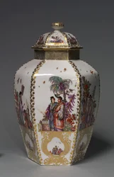 Tildekket vase, produsent Meissen Porselensfabrikk, Tyskland, ca. 1728-1730