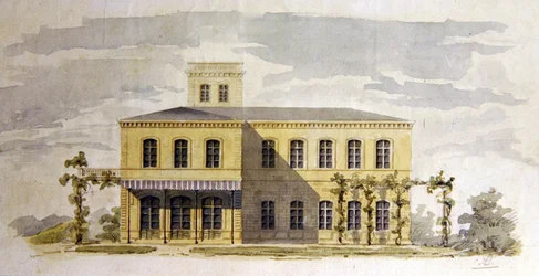 Design for en italiensk klassisk villa, ca. 1850 (akvarell med penn og blekk på papir)