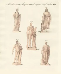 Grekernes og romernes guddommeligheter (farget gravering)