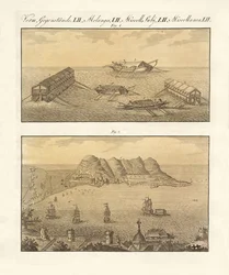 Gibraltar og svømmebatteriene (farget gravering)
