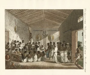 Flott symposia av Ras of Tiger i Abyssinia (farget gravering)