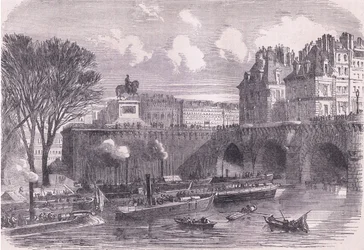 Gun boats on the Seine, Cassells History of the War between France and Germany utgitt av Cassell and Company Limited, ca. 1890 (litho)