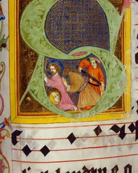 Historikert initial S med dekollasjonen av døperen Johannes, fra Gradualen til Friedrich Zollner av Langenzenn, 1439-42
