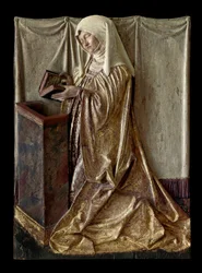 Knælende donor Fragment av en utskåret altertavle i polykromt tre. Fra Schwaben. 1520 ca. Paris, Louvre-museet