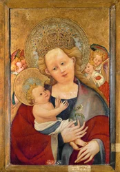 Madonna med erteblomst (tempera på tre)