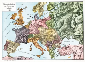 Kart over Europa i 1914, utgitt 1915 (fargelitografi)