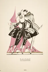 quot;Masken: designet og tegnet av Offterdinger, fra Styl, utg. 1922 (pochoir-trykk)quot;