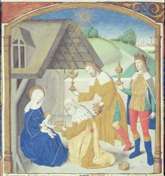 Ms Hunter 36 f.44r Nativity, fra Vita Christi, av Ludolf av Sachsen, ca. 1300-7778