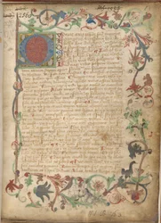 Ms Sloane 2560, f.1 fra Alchemical Treatises, sent på 1400-tallet (vellum)