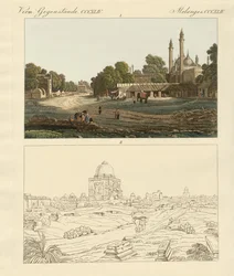 New and Old Delhi (farget gravering)