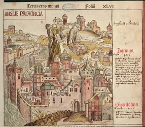 Old London, fra Nürnberg Chronicle av Hartmann Schedel (1440-1514) 1493