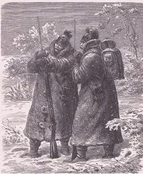 Utpost i snøen, Cassells historie om krigen mellom Frankrike og Tyskland utgitt av Cassell and Company Limited, ca. 1890 (litho)