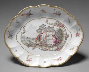 Ovalt fat, produsent Nymphenburg Porselensfabrikk, ca. 1760-1765