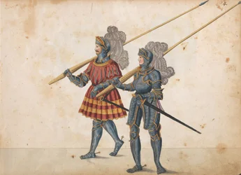 Parade for en turnering, ca. 1640 (penn og blekk, akvarell og vask)
