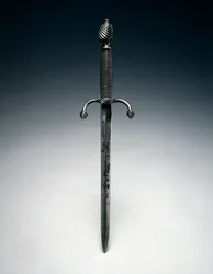 Pareringsdolk, ca. 1600 (stål med wiregrep)
