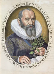 Portrett av Basil Besler (1561-1629) i 1612, fra Hortus Eystettensis, pub. 1613