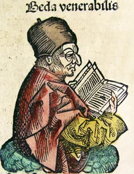 Portrait of Bede (673-735), publisert i Nuremberg Chronicle, 1493