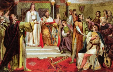 Postkort med en scene fra Tannhauser av Richard Wagner (1813-83), ca. 1900