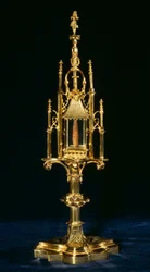 Relikvieskrin Monstrans med korsstykke, Augsburg, ca. 1490 (gull og tre)