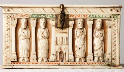 Relikvieskrin, Köln, Tyskland, ca. 1150 (tre og elfenben)