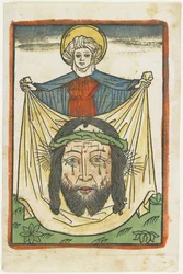 Saint Veronica med Sudarium, ca. 1475 (håndfarget tresnitt)