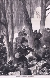 Tredning i skogen før Metz, Cassells History of the War between France and Germany utgitt av Cassell and Company Limited, ca. 1890 (litho)