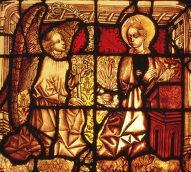 Glassmaleri som viser kunngjøringen, tysk, ca. 1450