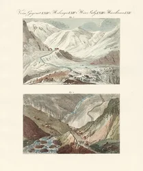 Merkelige pass i Sveits (farget gravering)