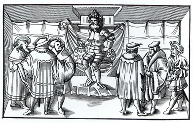 Court of a Baron, etter et tresnitt i Cosmographie Universelle of Munster, publisert 1552