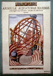 Den store ekvatoriale Armil i "Astronomy" av Tycho Brahe (1546 – ​​1601), Wandsbeck