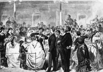 Eksamen av lærlinger i Tonhalle, Berlin, av en komité for frisørindustrien 3. mai 1881