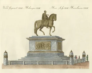 Statuen av Josef II foran keiserens slott i Wien (farget gravering)