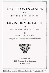 Tittelsiden til Les Provinciales av Blaise Pascal (1623-62), Amsterdam, 1657 (blekk på papir)