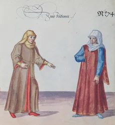 To jødiske kvinner, ca. 1600 (wc på papir)