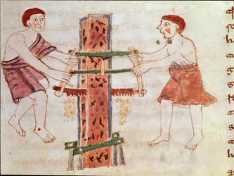 To menn så en marmorstamme (miniatyr, 900-tallet)