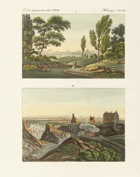 To utsikt over Paris (farget gravering)