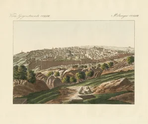 Utsikt over Jerusalem (farget gravering)
