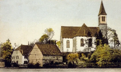 Utsikt over kirken Bischwiller, Tyskland