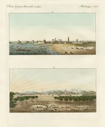 Utsikt over Afrika (farget gravering)