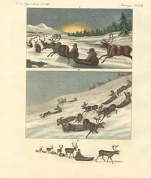 Vinterturer i Lappland (farget gravering)