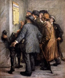 Første verdenskrig (1914 - 1918): Østerrikere leser erklæringen om krigsoperasjoner, -i "" Jugend""
