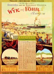 Wyk auf Fohr, plakat som reklamerer for Wyk Steam Shipping Company, 1897