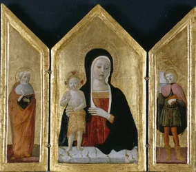 Madonna og barn med to hellige, ca. 1500 (tempera på tre)