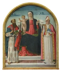 Madonna og barnet på tronen sammen med de hellige Bartolomeus og Blaise, ca. 1510–1515 (panel)